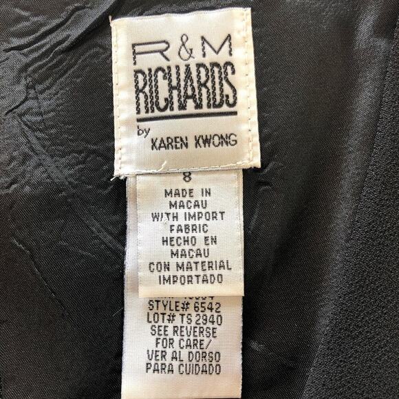 Vintage R & M Richards Black Sheath Beaded Sleeveless Dress Size 8 - Picture 3 of 8